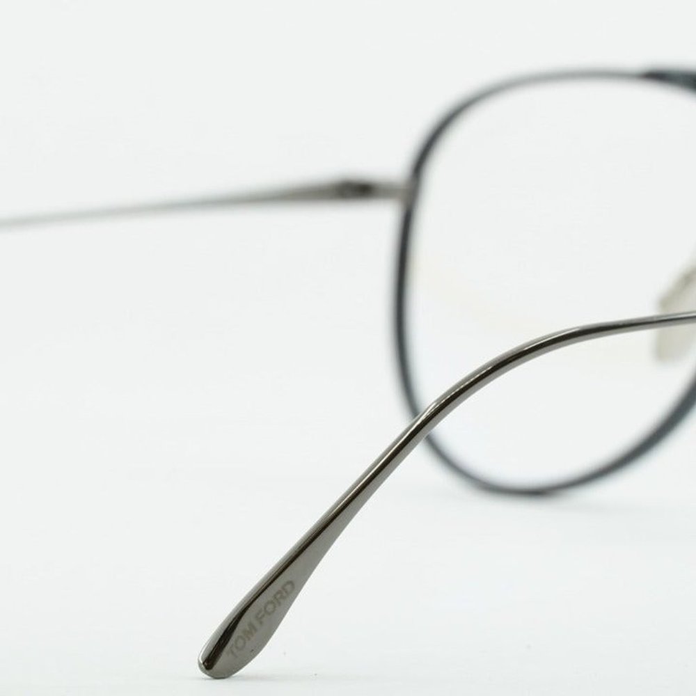 💯 NEW TOM FORD FT5666-B/O 001 BLACK WHITE GUNMETAL BLUE BLOCK EYEGLASSES - Picture 10 of 12